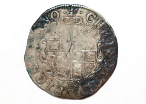 A Charles I shilling, MM crown