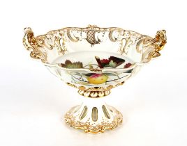 A Davenport Long Port Staffordshire part dessert service, decorated various fruits within foliate