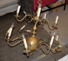 A 19th Century brass Dutch two tier chandelier