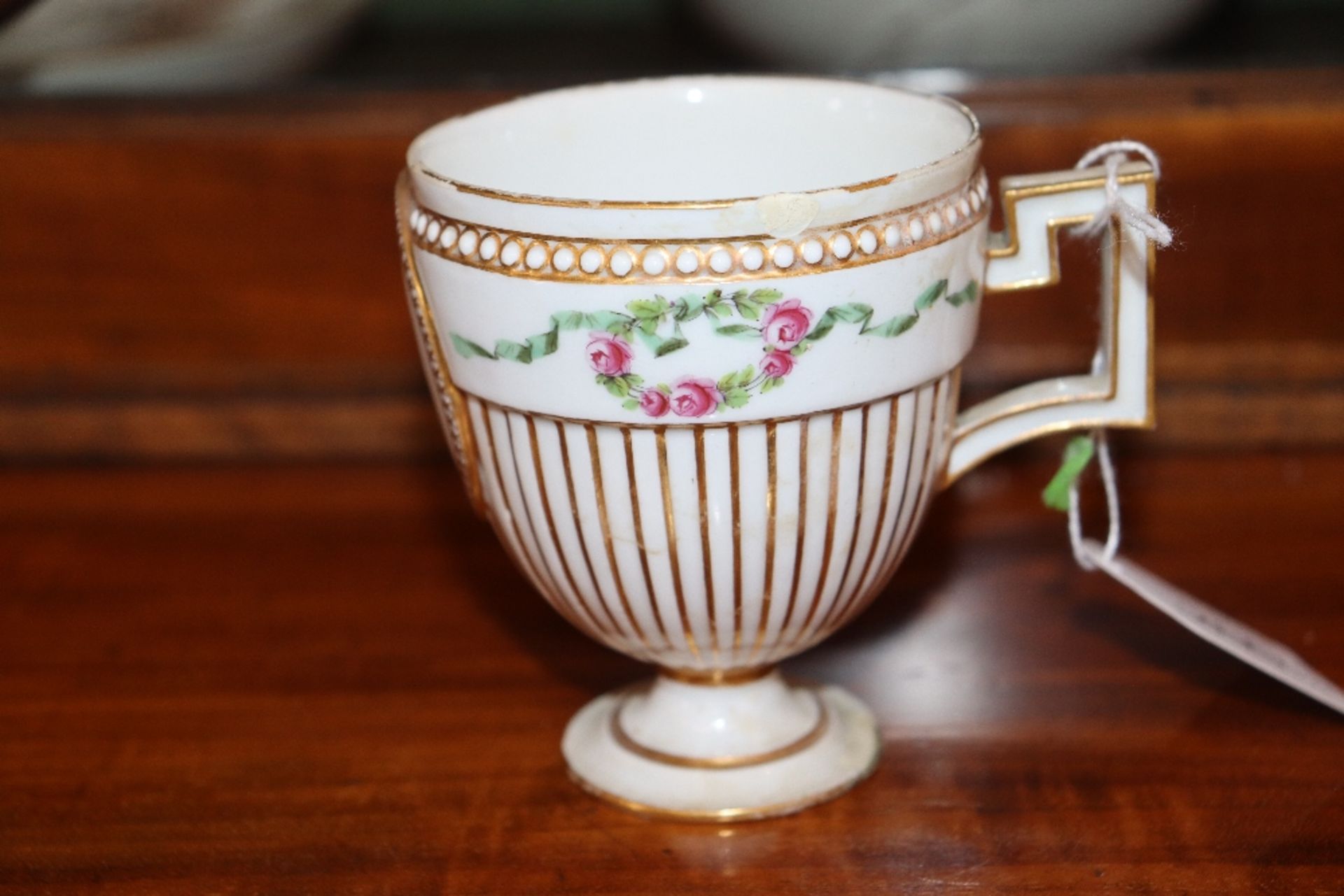 A Meissen chocolate cup and cover, possibly Marcolini period of ribbed baluster form, central - Image 10 of 21