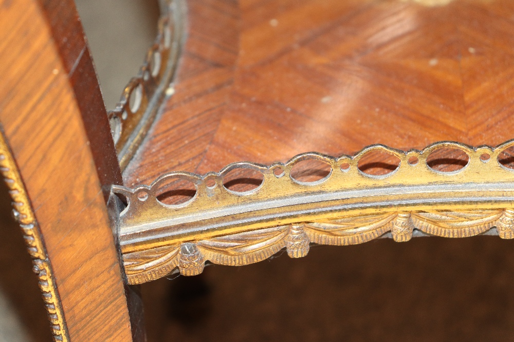 A pair of 19th Century French walnut and cross banded two tier side tables surmounted by pierced - Image 73 of 110