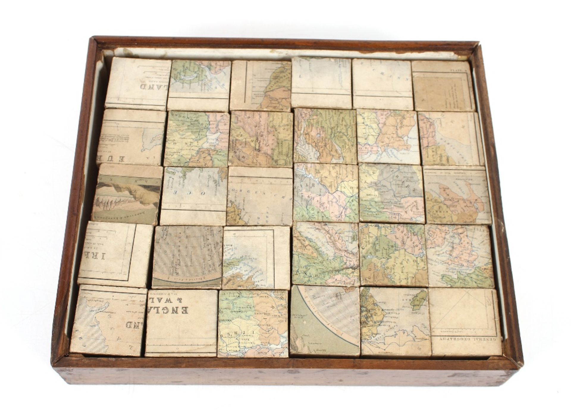 A cased set of geographical cubes by A.N. Myers, 15 Berners Street, London - Image 2 of 2