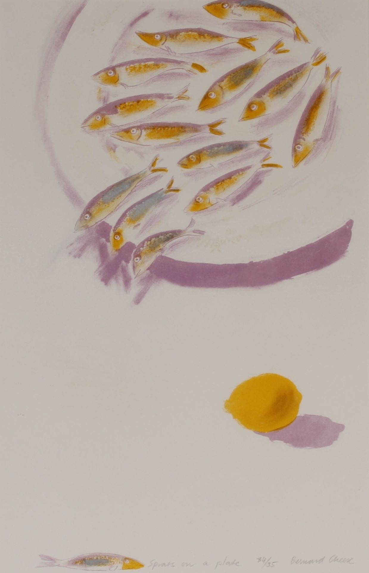 Bernard Cheese, "Sprats On A Plate", limited edition lithograph, 34/35, 53.5cm x 34.5cm