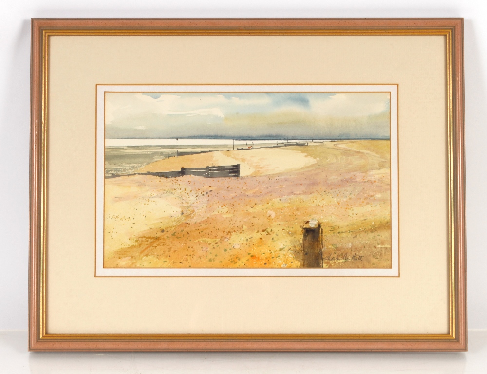 Charles Bartlett, "Mersea Beach" signed watercolour 22cm x 35cm - Image 2 of 2