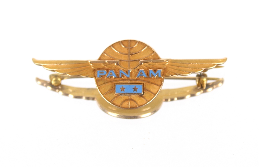 A rare and unusual 1960's / 70's Pan-Am Navigator Wings brooch, marked 10K, 9.6gms