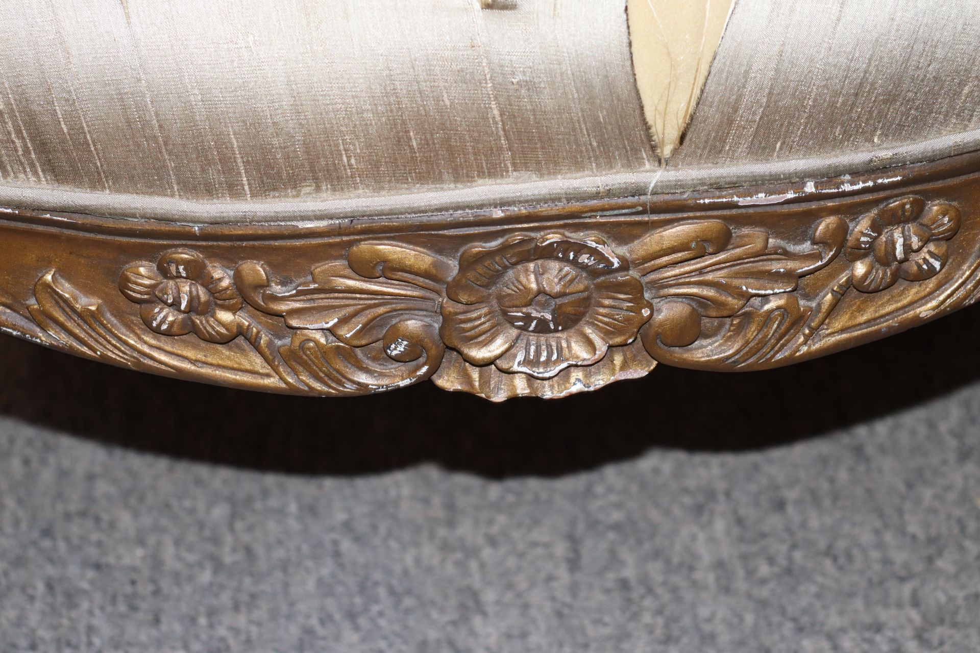 A Louis XV style gilt wood armchair having foliate - Image 2 of 2