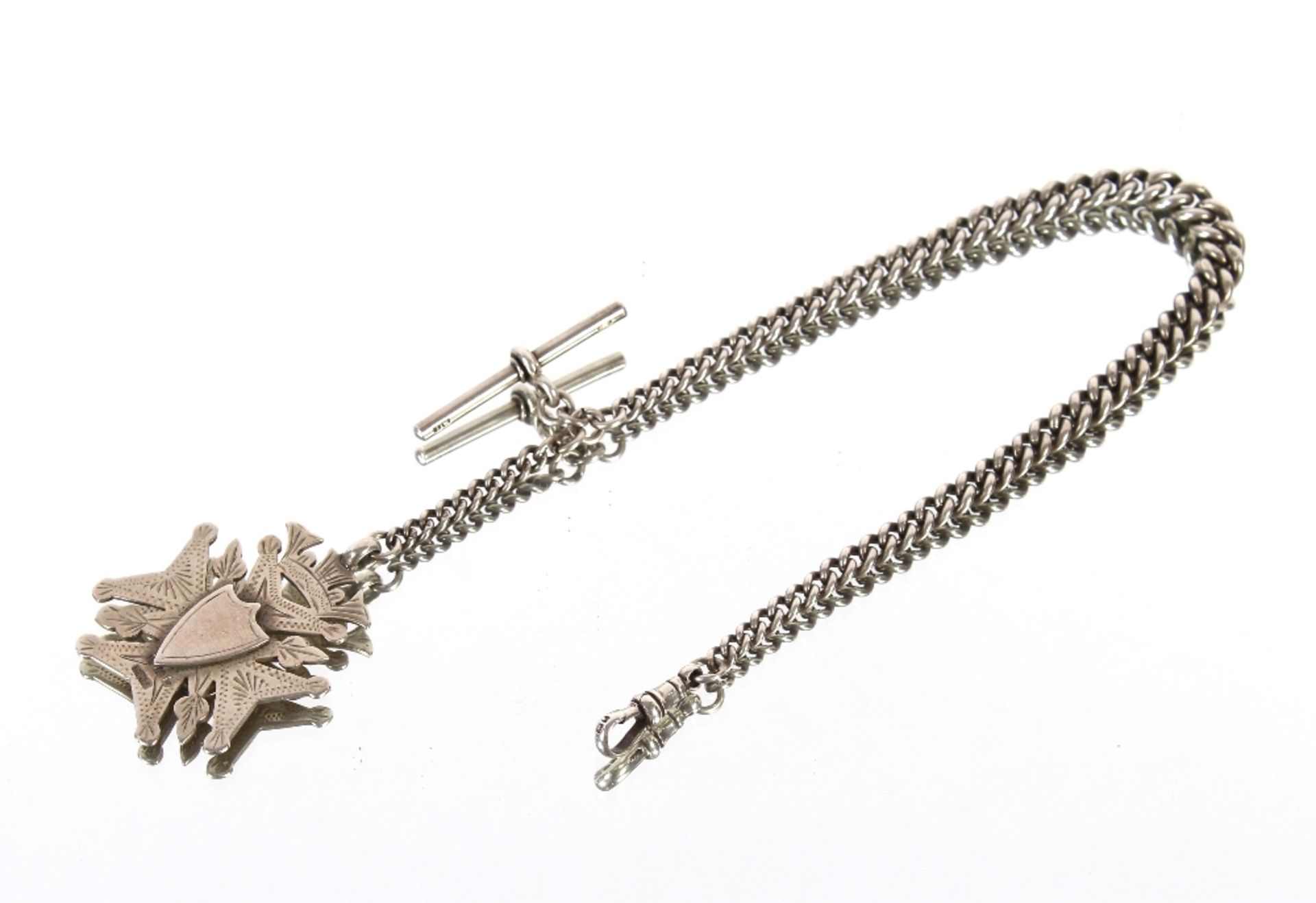A silver Albert chain with large cartouche fob, approx 44gms - Image 2 of 2