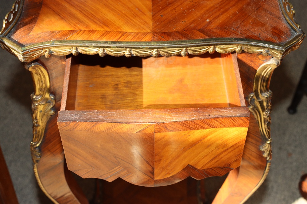A pair of 19th Century French walnut and cross banded two tier side tables surmounted by pierced - Image 67 of 110