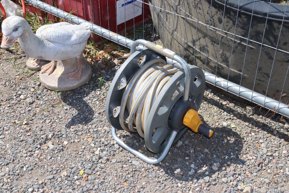 A garden hose reel