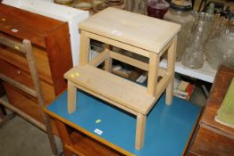 A wooden step stool