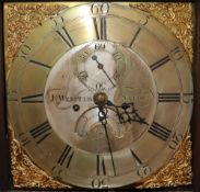 A Georgian oak longcase clock, by J. Webster of Salop, brass spandrel dial and eight day movement