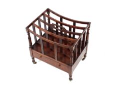 A 19th Century rosewood four division Canterbury, fitted single drawer to base, raised on ring