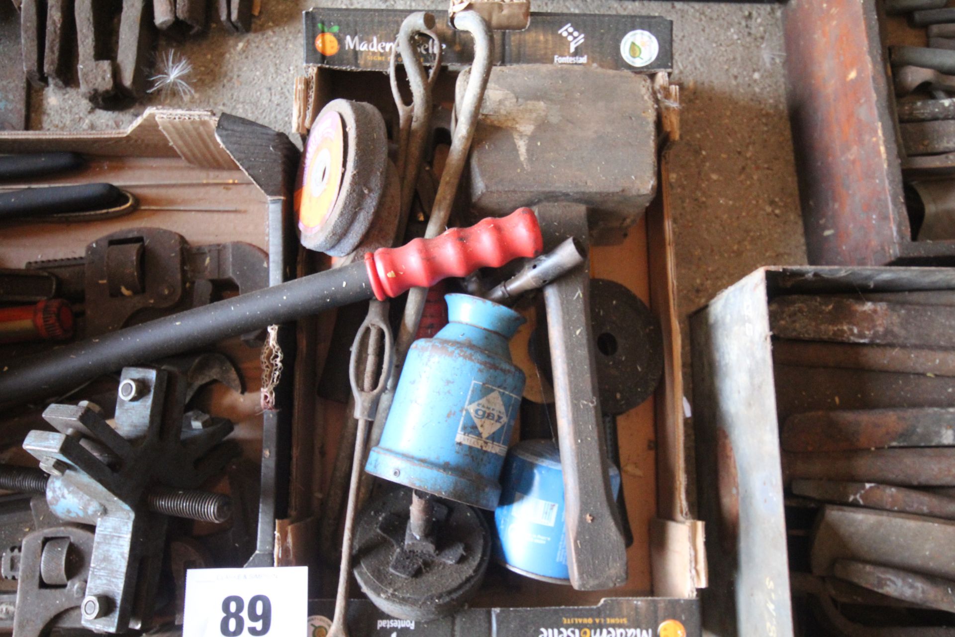 Various hand tools including hub puller, pipe threader, Stilsons, wooden mallet, camping Gaz - Image 3 of 3