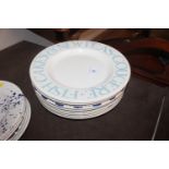 Emma Bridgewater, pale blue toast dinnerplate, polka dot pattern plate, three floral decorated