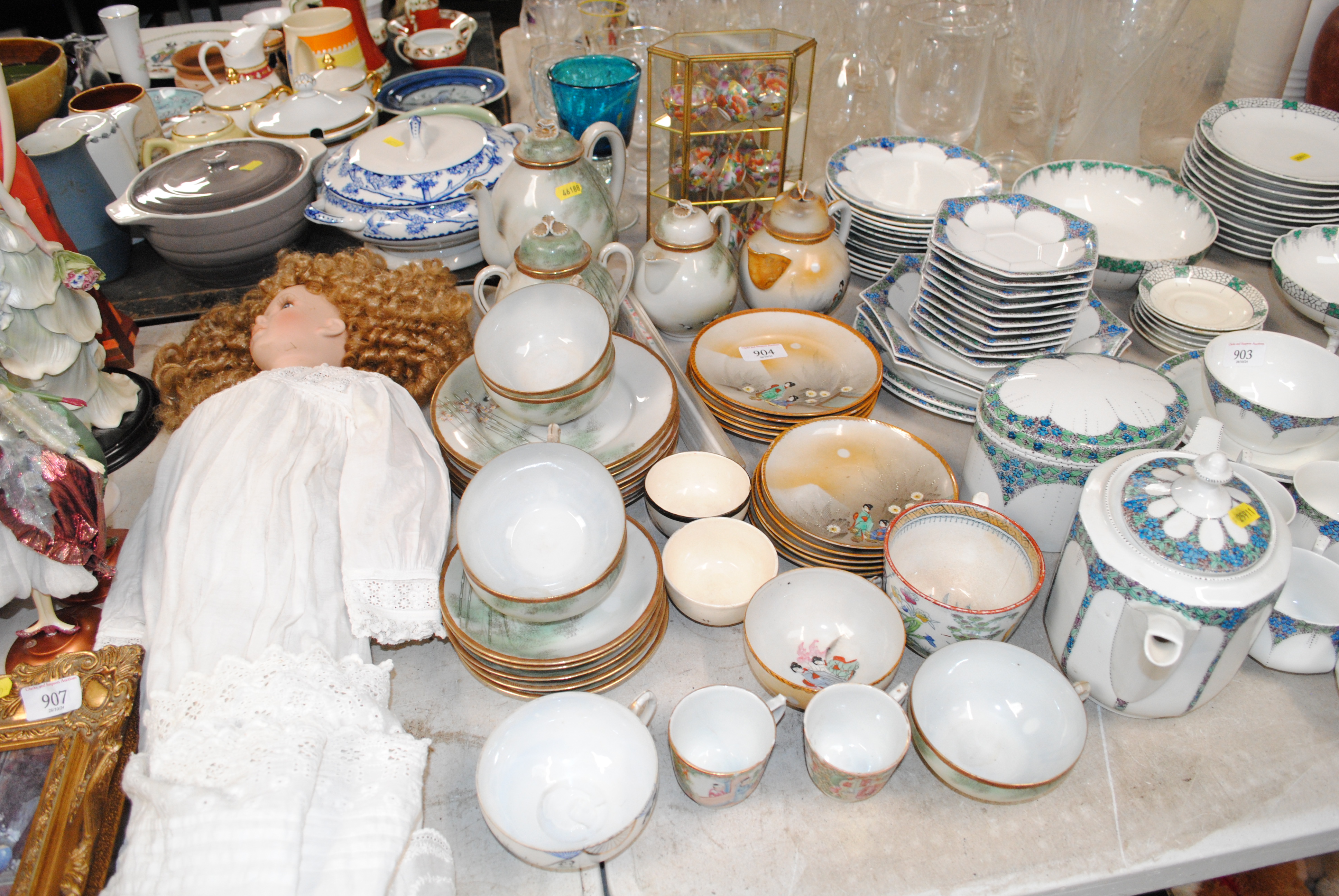 A collection of Oriental eggshell tea ware