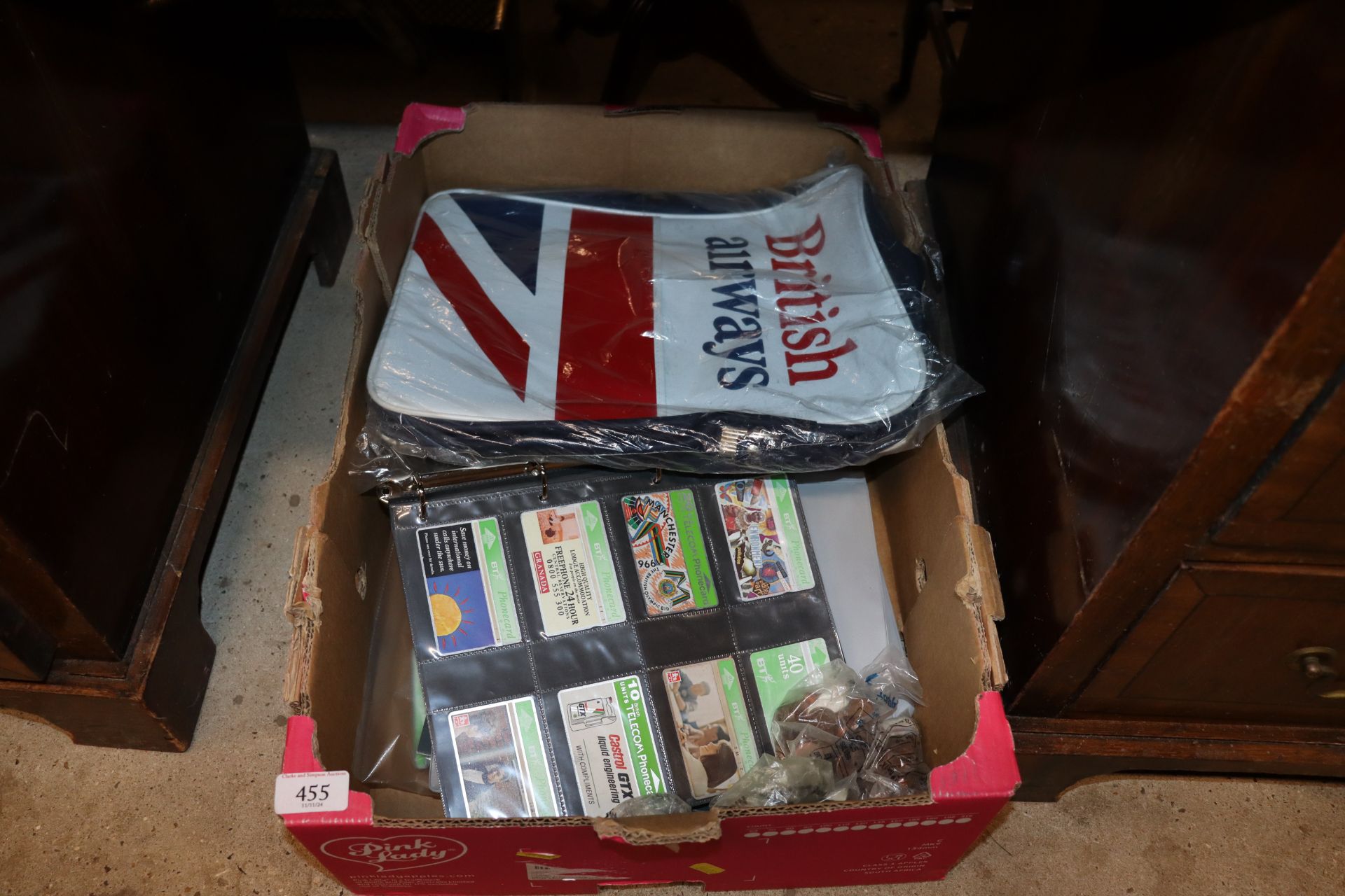 A box containing various collections of BT phone c