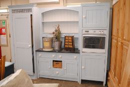 A blue painted and marble topped breakfront bespok