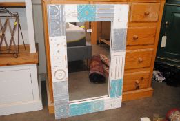 A Shabby Chic painted wall mirror, 90cm x 60cm