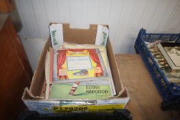 A box containing Boys Own and other comics, and the Story of Christmas written by Bremner