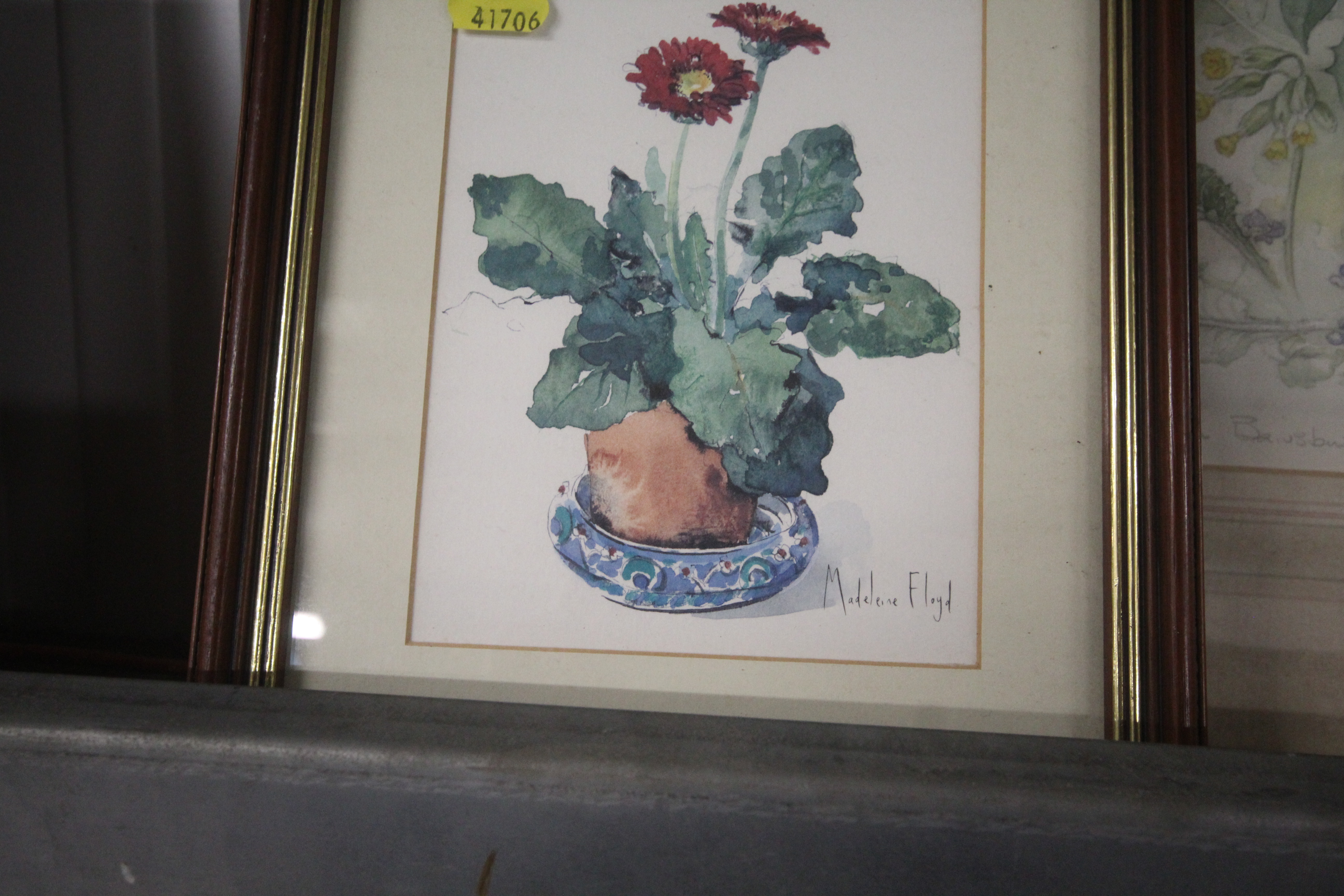 A still life print of flowers and a pencil sign st - Image 2 of 3