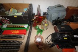 A collection of glass ornaments and vases some sig