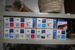 A collection of HP printer cartridges