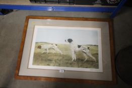A pencil signed print depicting Gun Dogs