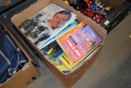 A box of books and magazines