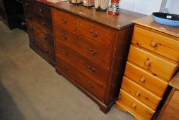 An Edwardian mahogany chequer strung chest fitted