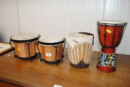 A pair of tom-toms and two other drums