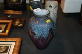 A Studio Glass vase of baluster form, signed to ba