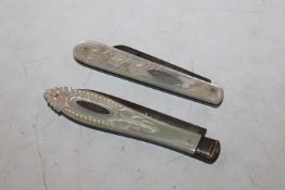 A silver bladed and mother of pearl handled fruit