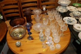 An amber coloured glass bowl and similar vases AF;