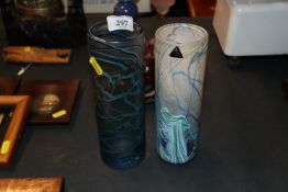 An Isle of Wight Art Glass vase and one other simi
