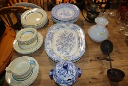 A quantity of Victorian blue and white china