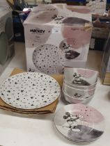 Twelve piece Disney Mickey & Friends dinner set - 4 x bowls, 4 x dinner plates,