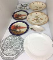 Eight items - Crown Ducal Avis strainer dish with matching plate,