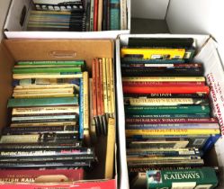 Ninety-five railway books in three boxes (saleroom location Z02 floor)