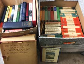 Two boxes containing seventy five plus books including David Copperfield with colour illustrations