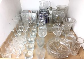 Contents to tray - forty-seven pieces of glassware including table lamp 25cm high (no cable),