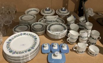 Seventy pieces of Royal Doulton fine bone china 'Espirit' blue floral patterned dinner service