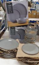 Twenty-four piece Speckled Grey Stoneware dinner set - 8 x dinner plates, 8 x side plates,