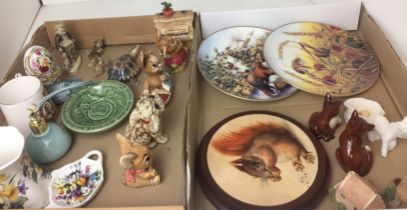 Contents to two trays - twenty plus items including four Pendelfin figures, Wade tortoise,