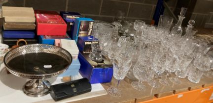 Remaining contents to rack - an extremely large quantity of glassware including decanters and boxed