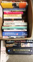 Box containing twenty-three books including history, cookery,