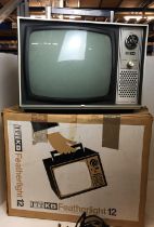Vintage ITT KB Featherlight 12 portable TV screen size 12" with original box (saleroom location: