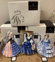 Three boxed Royal Doulton 'Pretty Ladies' petite figurines including 'Susan (HN4777)',