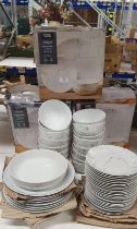 Fifty-six piece Porcelain Marble Effect dinner set - 12 x dinner plates, 27 x side plates,