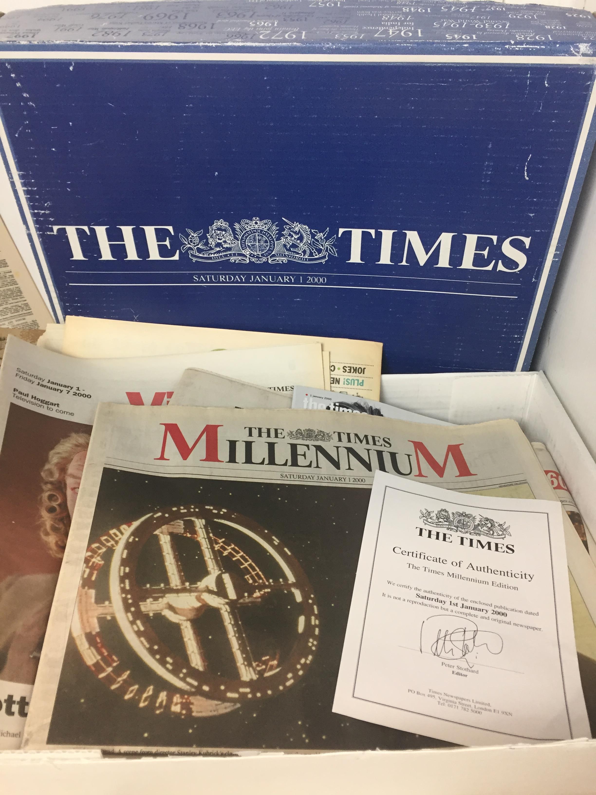 Six items including box set of The Times January 1st 2000 with certificate of authenticity and five - Image 2 of 5