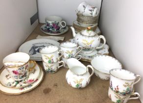 Forty-four items including thirty-eight pieces of Tuscan China Plant tea service stamped